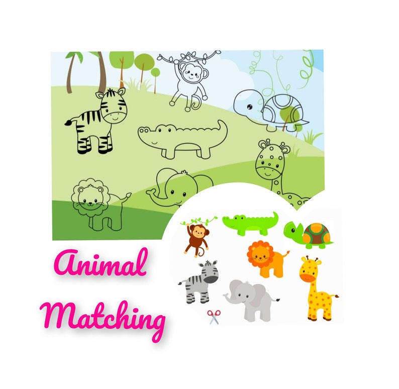 Safari Animal Matching Activity for Toddlers and Preschoolers - Etsy ...