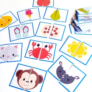 40 Puzzle Cards for Toddlers and worksheets for kindergarten image 1