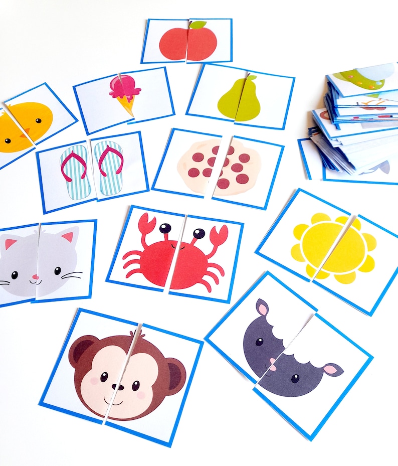 40 Puzzle Cards for Toddlers and worksheets for kindergarten image 1