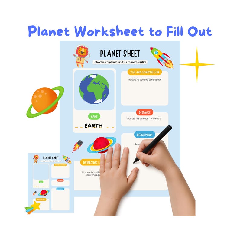 Fun Planet Worksheet.pdf Printable Planet Sheet for Kids, Fun Space Activity, Learn About the ...