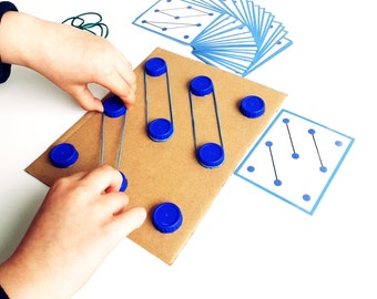 Fijne motorische activiteiten met plastic doppen, Montessori-activiteiten, afdrukbare activiteit voor peuters, fijne motoriek