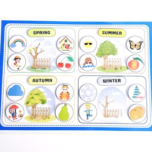 Faites correspondre la saison, activité des saisons imprimables, trier par saison, activité des saisons préscolaires