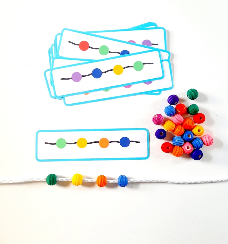 Bead Threading Repeating Pattern Activity and Fine Motor Skills for Toddlers image 9