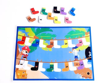 Color Sorting Matching Sock Game , Printable Color Matching Activity