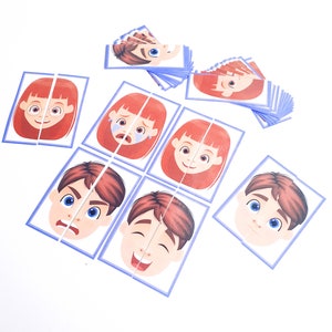 Tarjetas didácticas sobre emociones, tarjetas didácticas sobre sentimientos, rompecabezas
