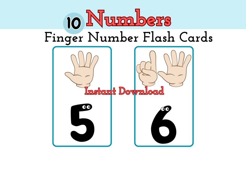 Finger Number Flash Cards Number Matching Game Printable - Etsy