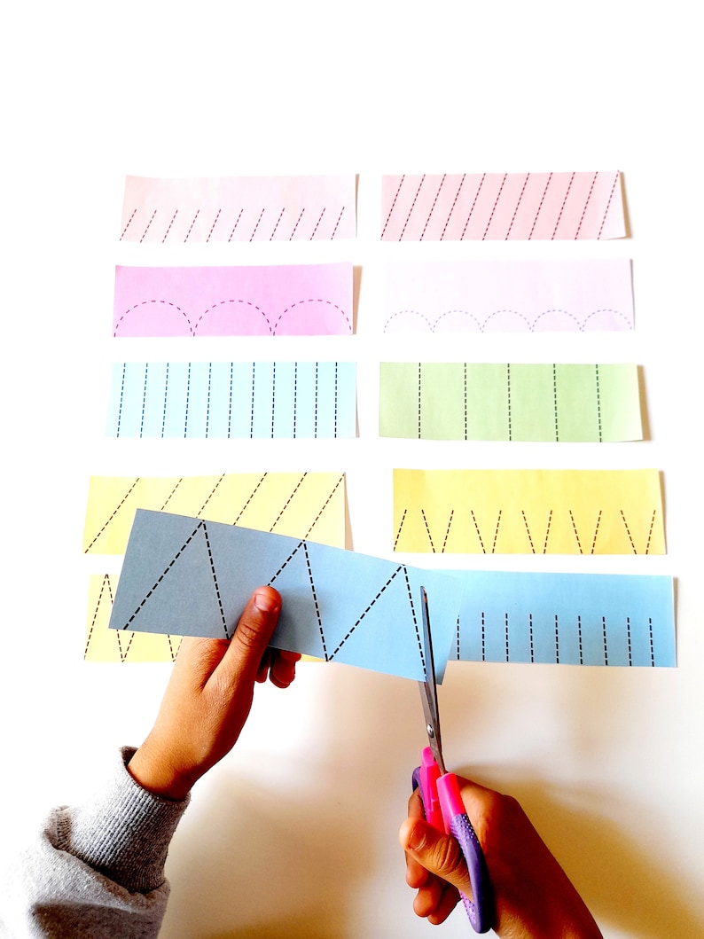 Scissor Skills Exercices Printable Scissor Practice Sheets Etsy