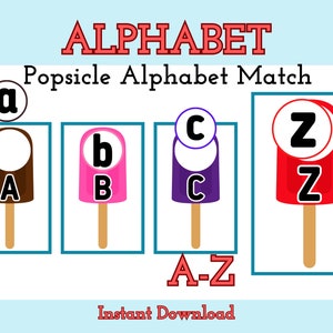 Popsicle Alphabet Match, Alphabet Matching Game, Beginning Sounds Worksheet, Alphabet Worksheets, Kindergarten Activity,Home school.