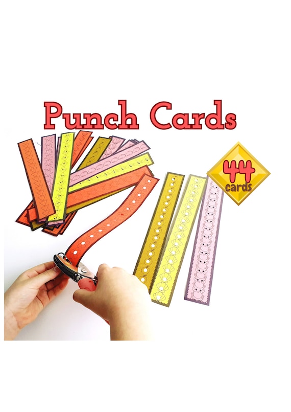 Punch Cards, Hole Punch Activity, Fine Motor Skills, Kindergarten Play 