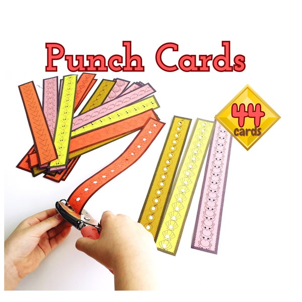 Punch Cards,  Hole punch activity, Fine Motor Skills, Kindergarten Play