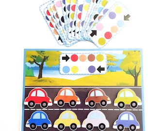 Activité de motif de voiture, correspondance des couleurs et motricité fine