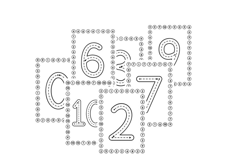 Numbers Tracing Worksheets, Printable Learning Numbers, 0-10 Numbers - Etsy