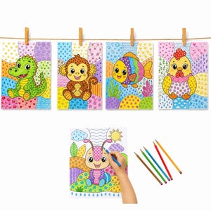 Pages de coloriage d'animaux pour enfants, développement de la motricité fine (téléchargement numérique)
