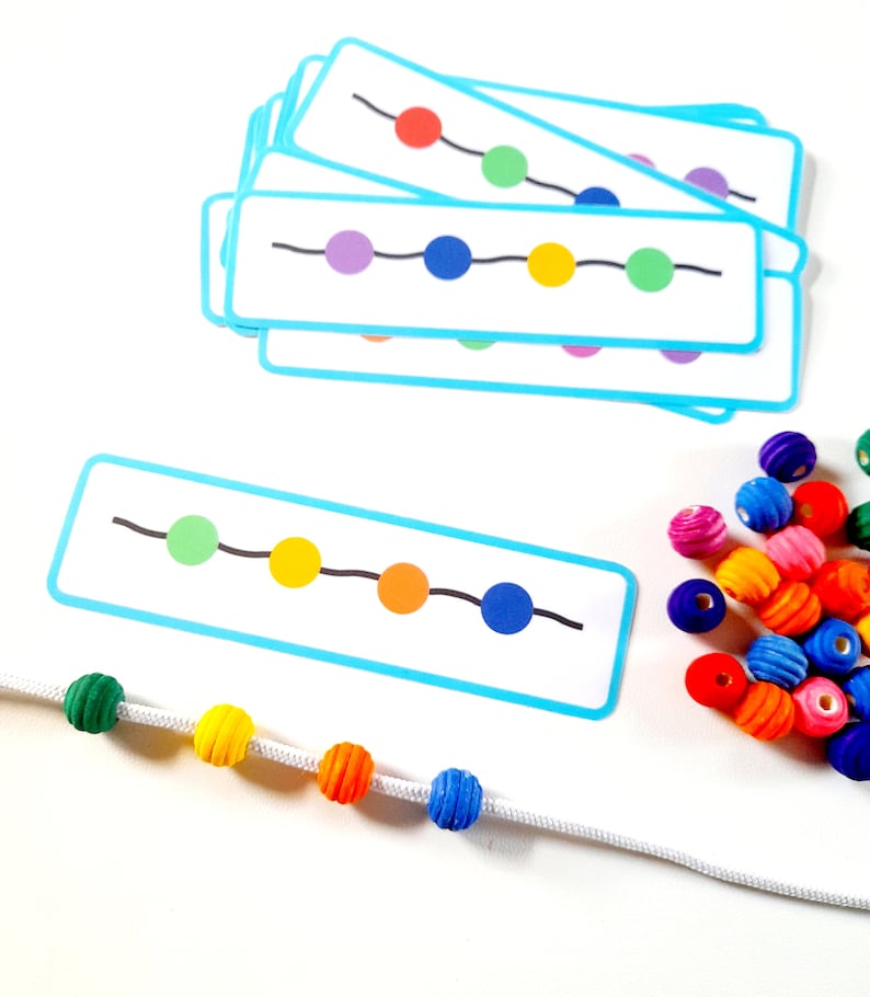Bead Threading Repeating Pattern Activity and Fine Motor Skills for ...