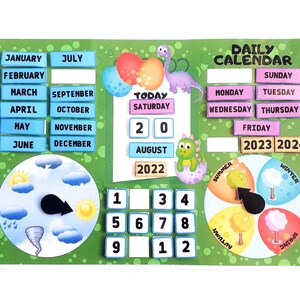 Calendario diario, Calendario perpetuo imprimible, Calendario imprimible, Rutina matutina, Calendario Montessori, Carpeta ocupada, Descarga instantánea,