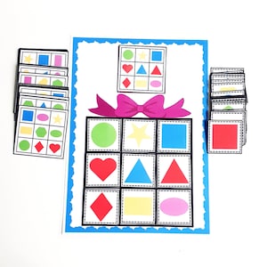 Shape Pattern Activity, Pattern Strips, Shape Matching Game, Preschool Math, Busy Book, Shape  Matching Worksheet, Home school, Worksheet