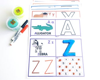 Preschool Printable Alphabet Play Dough Mats , ABC Tracing Practice for Home school