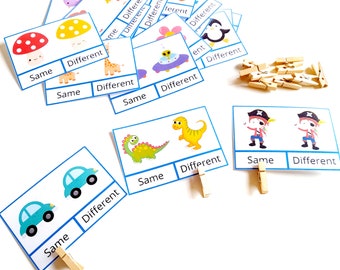 Printable Cards Same or Different Activity for Toddlers and Preschoolers