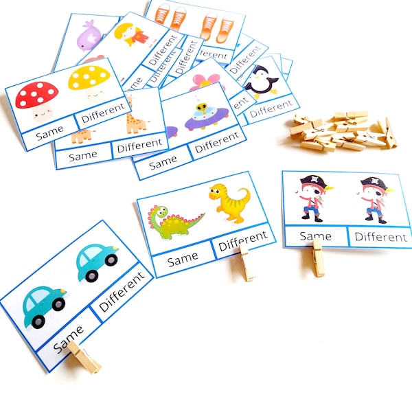 Printable Cards Same or Different Activity for Toddlers and Preschoolers