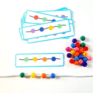 Bead Threading Repeating Pattern Activity and Fine Motor Skills for Toddlers