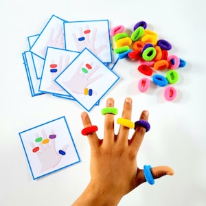 Finger Activity with Hair Ties, Fine Motor Skills, Homeschool Worksheet, Color Matching Worksheet for Toddlers, Instant Download PDF