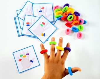 Finger Activity with Hair Ties, Fine Motor Skills, Homeschool Worksheet, Color Matching Worksheet for Toddlers, Instant Download PDF
