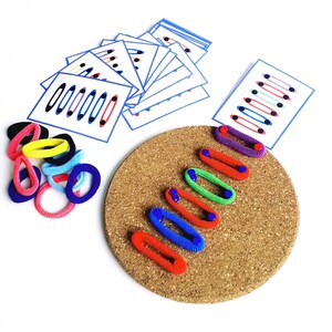 Pattern Activity with Hair Ties, Color Matching Worksheet for Toddlers