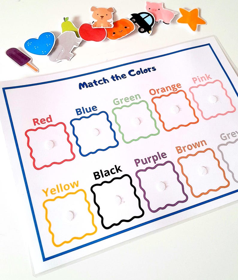 Color Sorting Matching Game, Color Matching Activity - Etsy