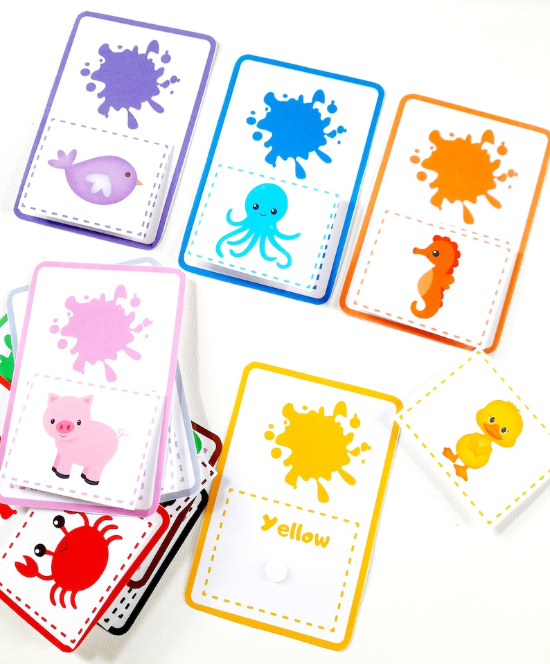 Color Activity with Animals, Fine Motor Skills, Homeschool Worksheet, Color Matching Worksheet for Toddlers, Instant Download PDF image 1