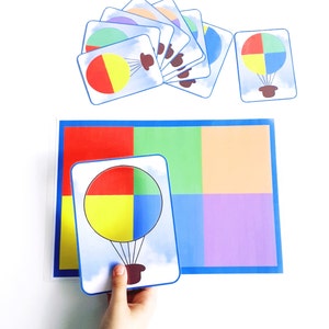 Activité pratique Montessori, jeu d'association des couleurs, motricité fine, activité d'association des couleurs