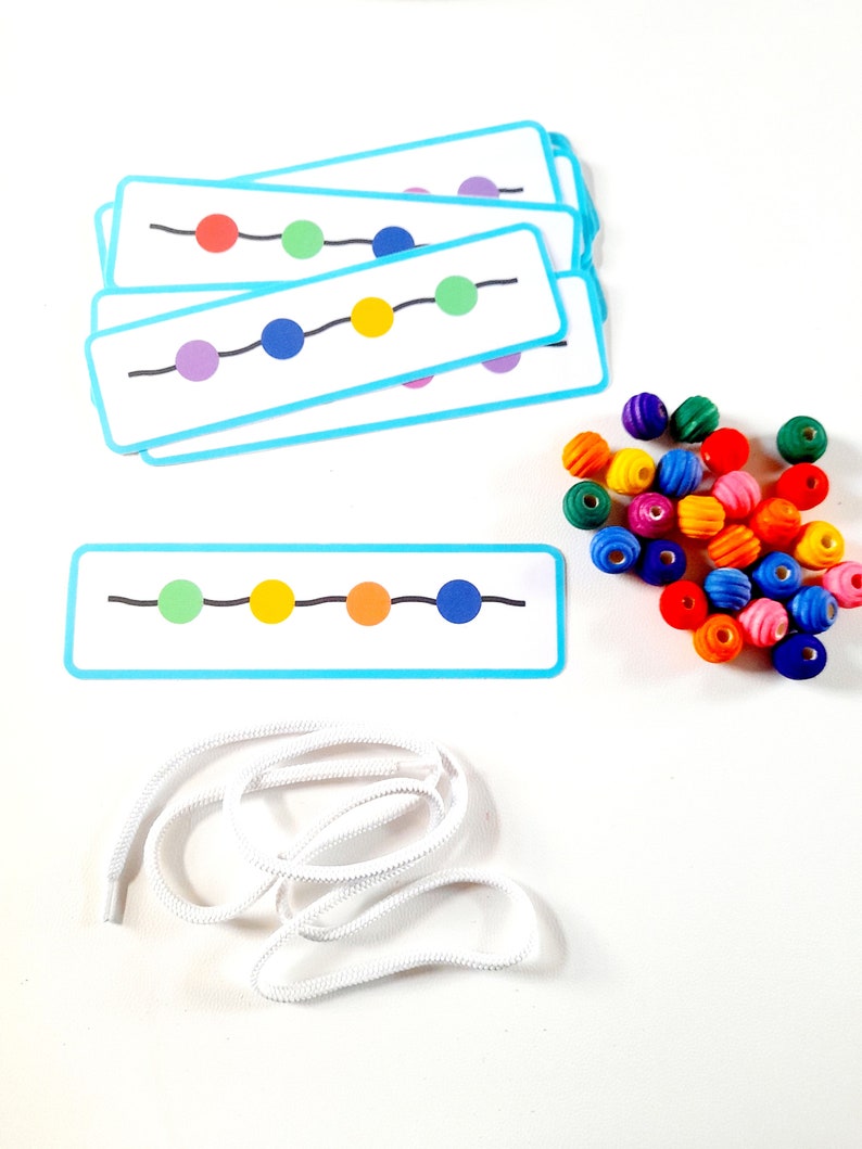 Bead Threading Repeating Pattern Activity and Fine Motor Skills for ...