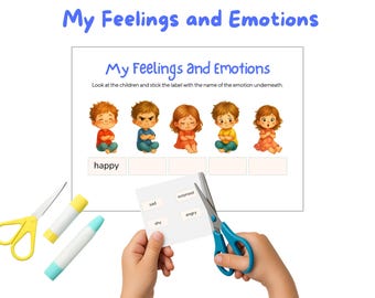 Feelings and Emotions Matching Activity for Kids, Preschool Social-Emotional Learning Printable