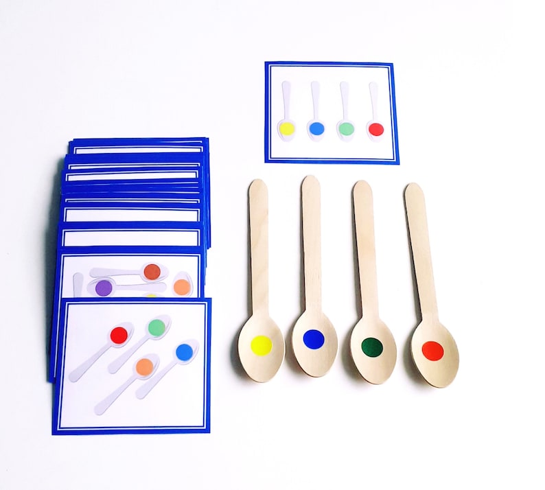 Pattern Game With Spoons Spoon Pattern Activity, Color Matching Game - Etsy