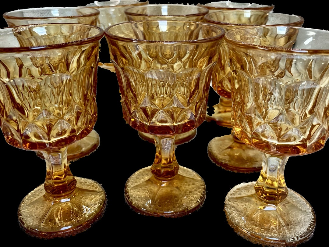 Rare Vintage Noritake Amber Glasswear Set of 8 Etsy