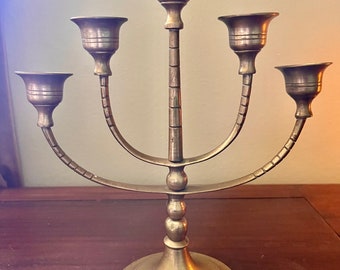 Vintage brass five arm Menorah