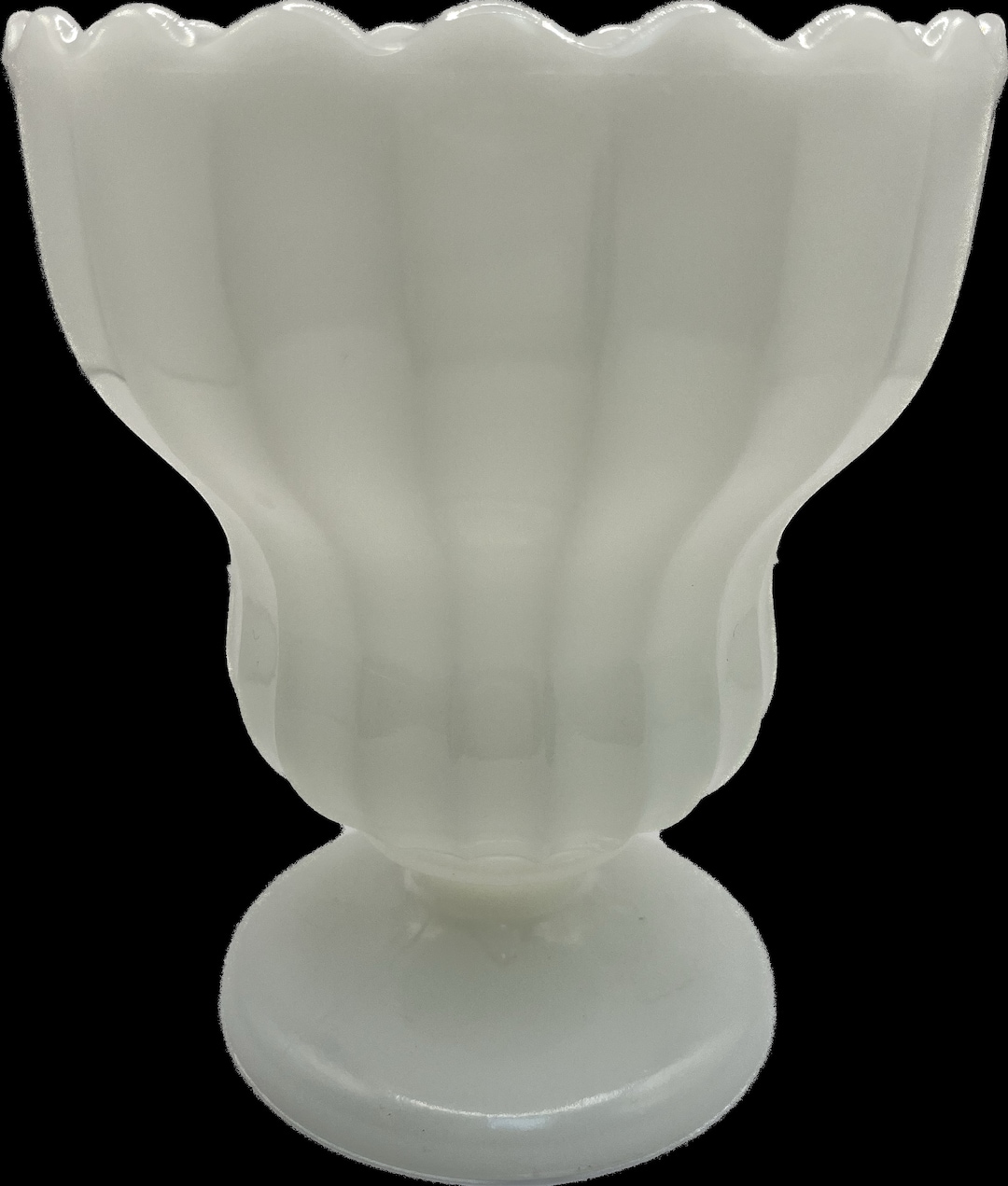 Vintage White Milk Glass Paneled Footed Planter or Vase by Etsy