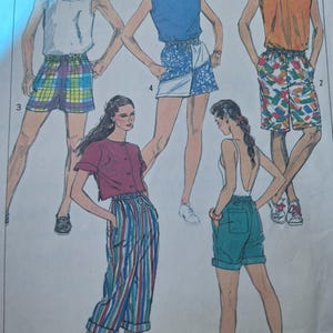 Simplicity 7501 vintage pattern from the 80's surfer shorts unisex large