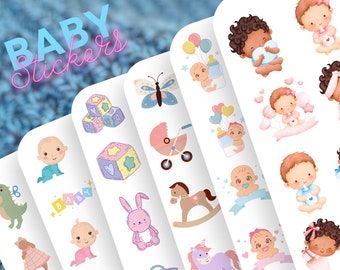 180+ Baby sticker pack, clip art, transparent background, digital files, Individual PNG Files Logo Elements, variety of styles, baby shower