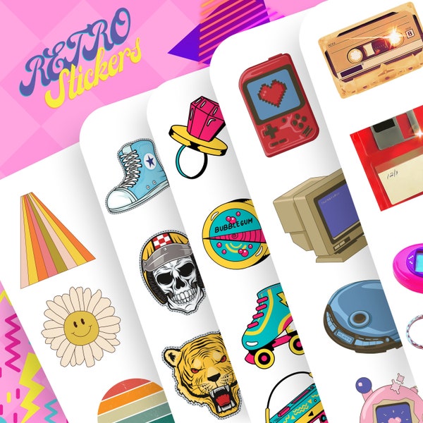 Over 160 Retro 70s/80s/90s digital, transparent background, clip art, sticker, images, wholesale, personal or commercial use,scrap book,PNG