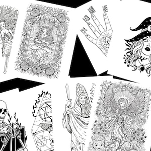 400 páginas para colorear de brujería gótica y ocultista para adultos; brujería, wiccan, pagana, zodíaco, mística, DCC, D&D, para colorear para adultos, Halloween