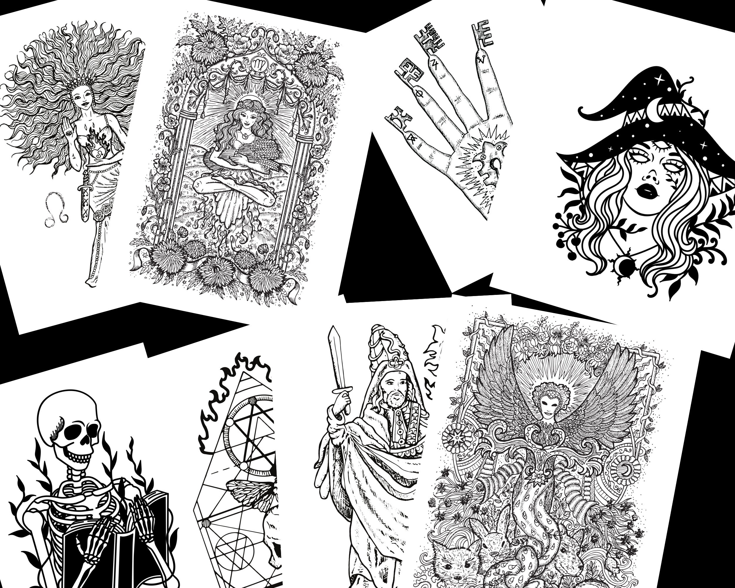 400 Gothic Witchy Occult Coloring Pages for Adults Witchcraft, Wiccan