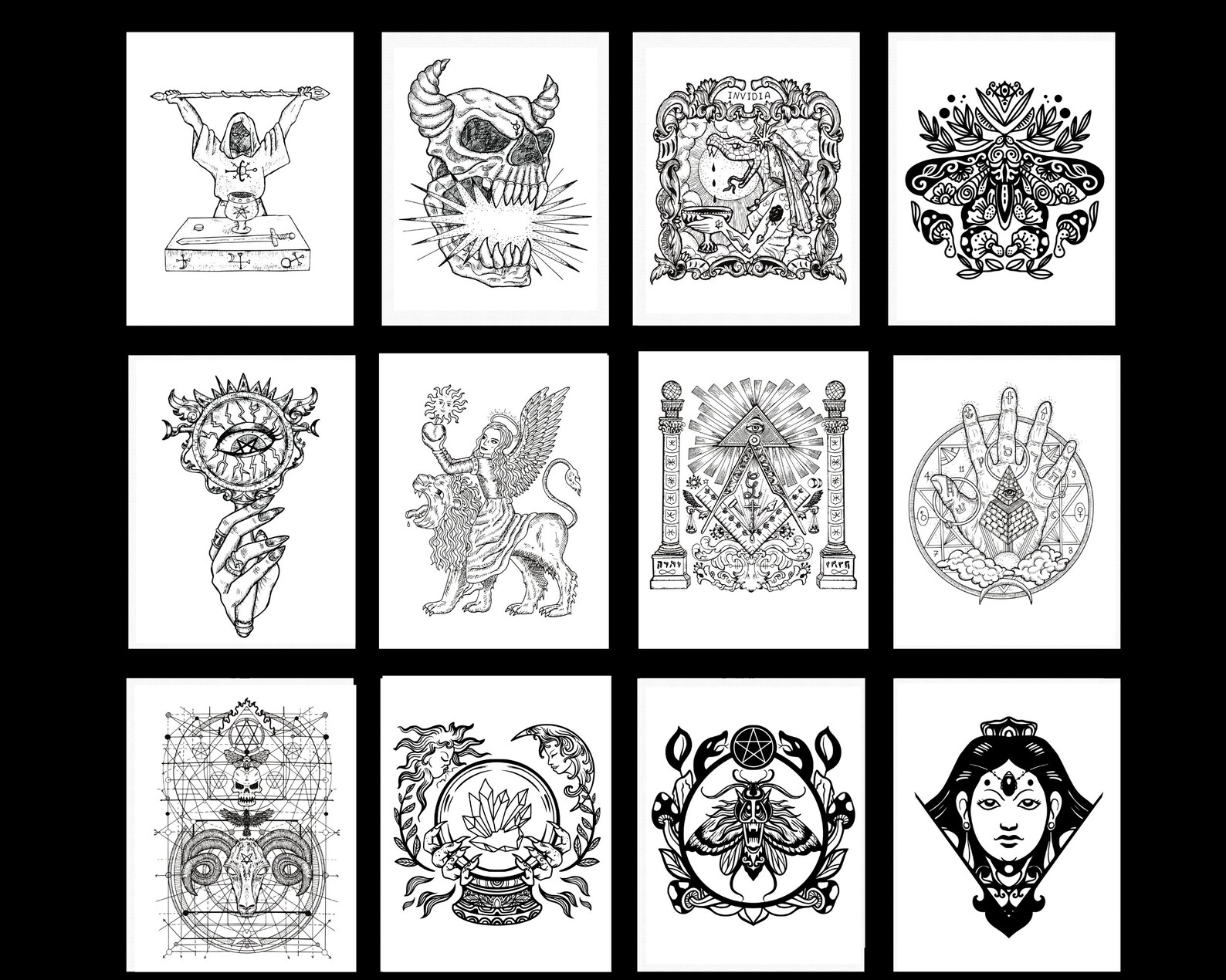 400 Gothic Witchy Occult Coloring Pages for Adults Etsy