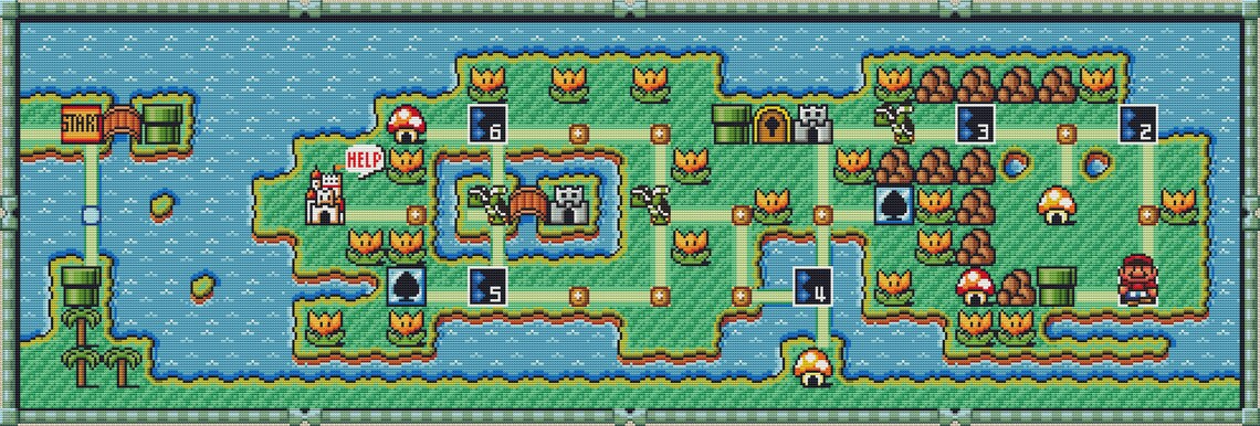 Super Mario Bros 3 World 4 Map Cross Stitch Pattern. PDF - Etsy