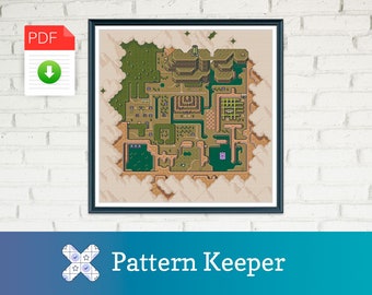 Legend of Zelda: A Link to the Past Hyrule Map Dark Pattern Keeper Cross Stitch. PDF Files. INSTANT DOWNLOAD