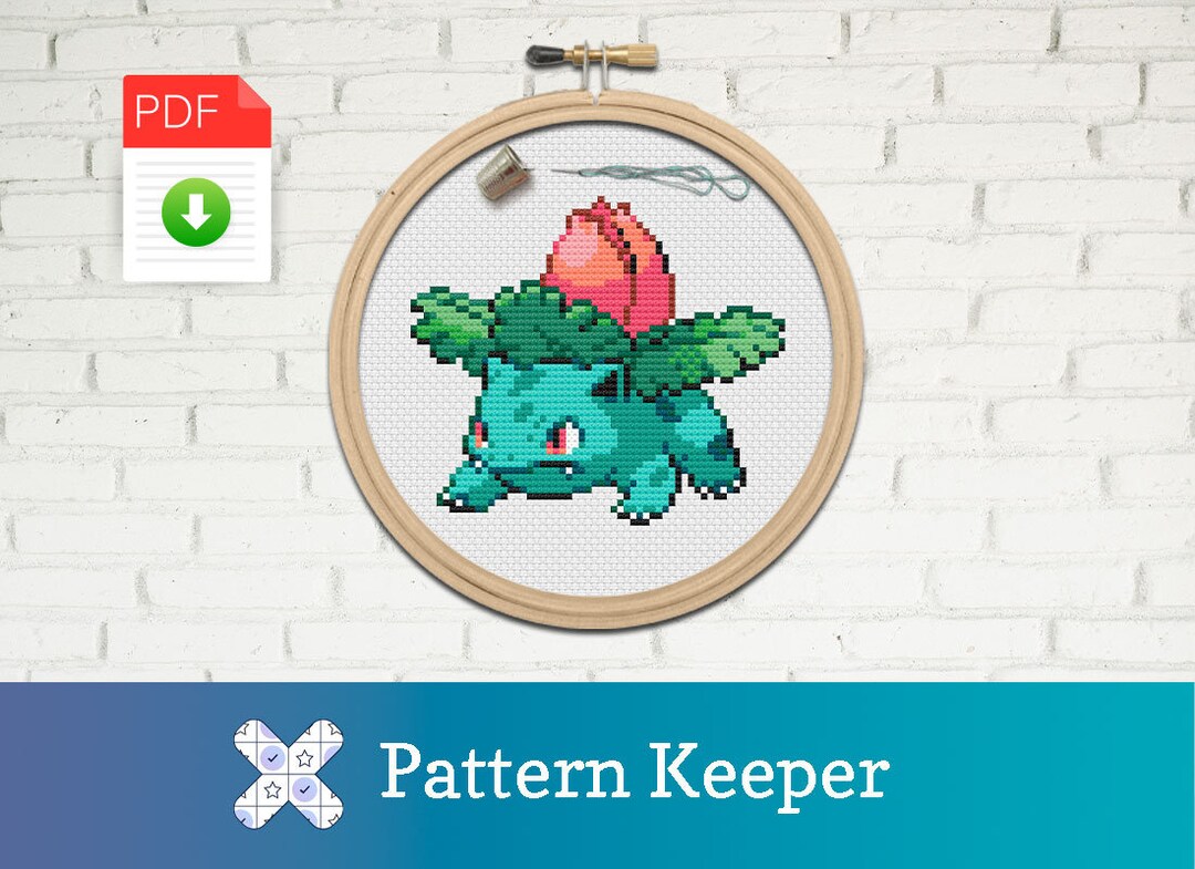 Pokemon Ivysaur Pattern Keeper Cross Stitch. PDF Files. INSTANT ...