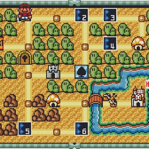 Modèle de point de croix Super Mario Bros 3 monde 1 carte. Fichiers PDF. TÉLÉCHARGEMENT INSTANTANÉ
