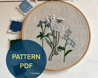 Meadow flowers embroidery PDF pattern