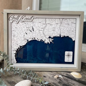 Gulf Coast Laser cut map with Resin Base