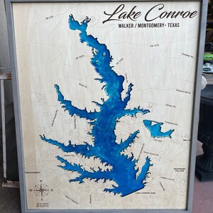 Lake Conroe Resin Map - Etsy
