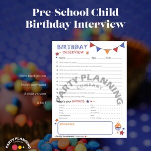 Printable Kids Birthday Interview I Annual Interview I Birthday Keepsake I Preschool Kid Birthday Interview I Downloadable I Birthday Idea